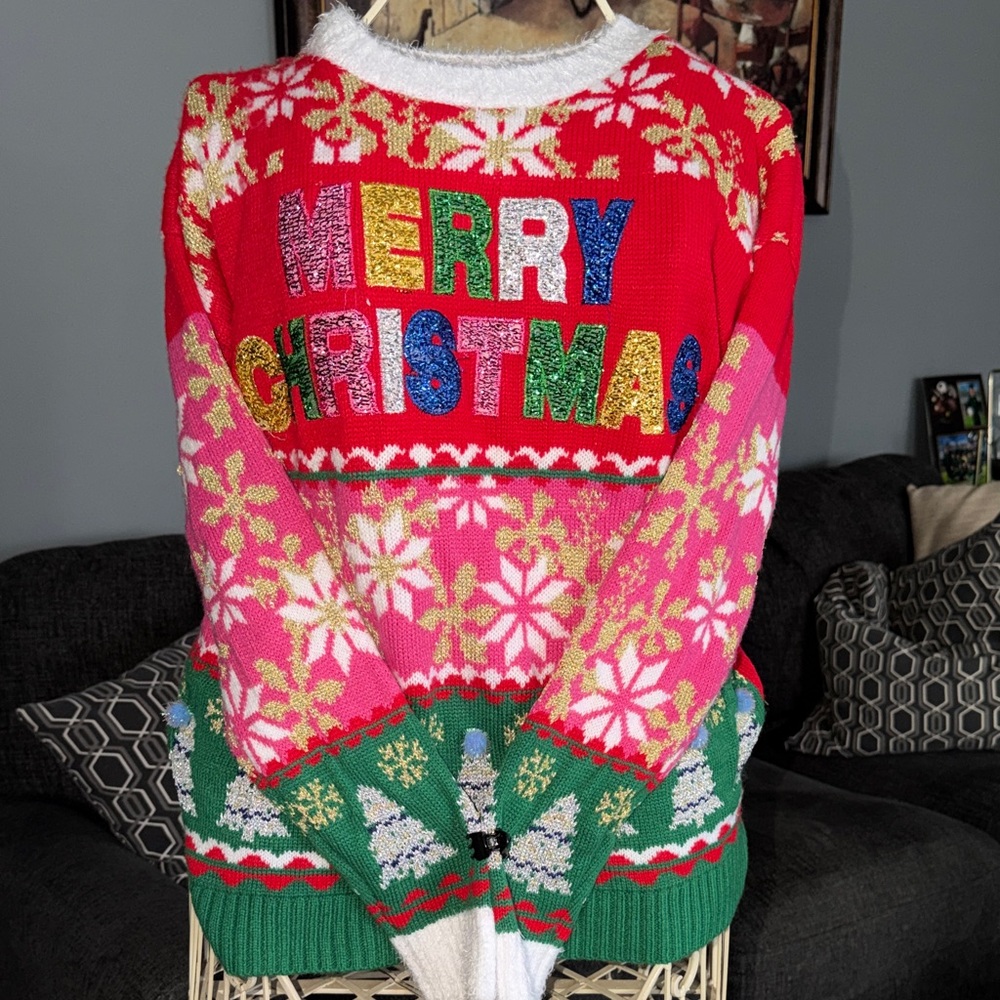 Festive Christmas Sweater - Red, Pink, Green